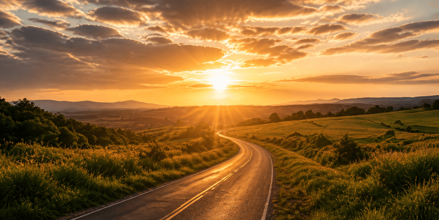 Sunrise over an open road